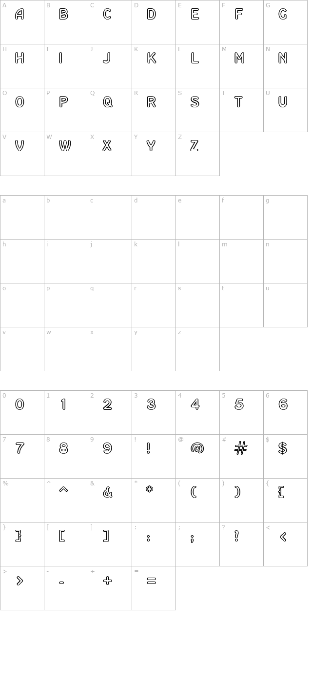 RoundSans-Outline character map