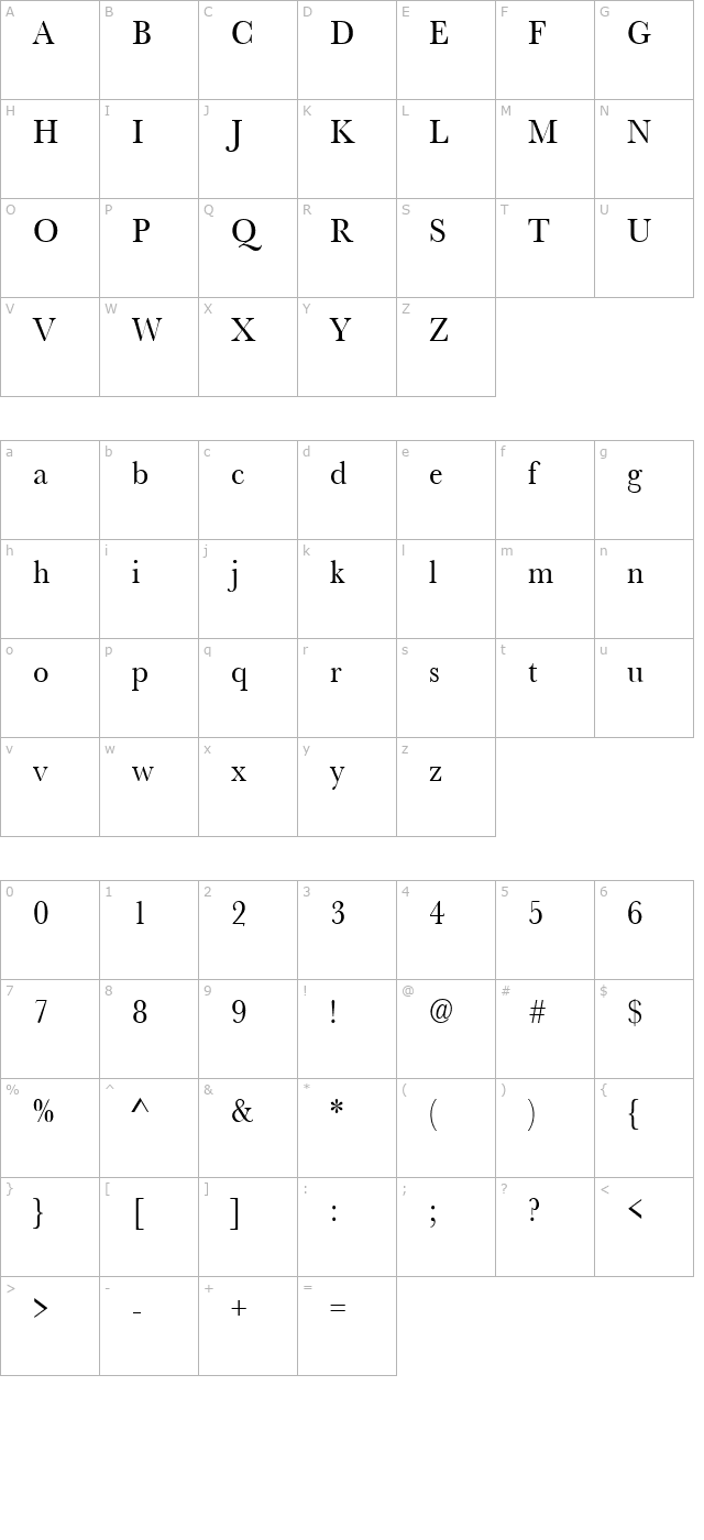 RoxanneBeckerNarrow character map