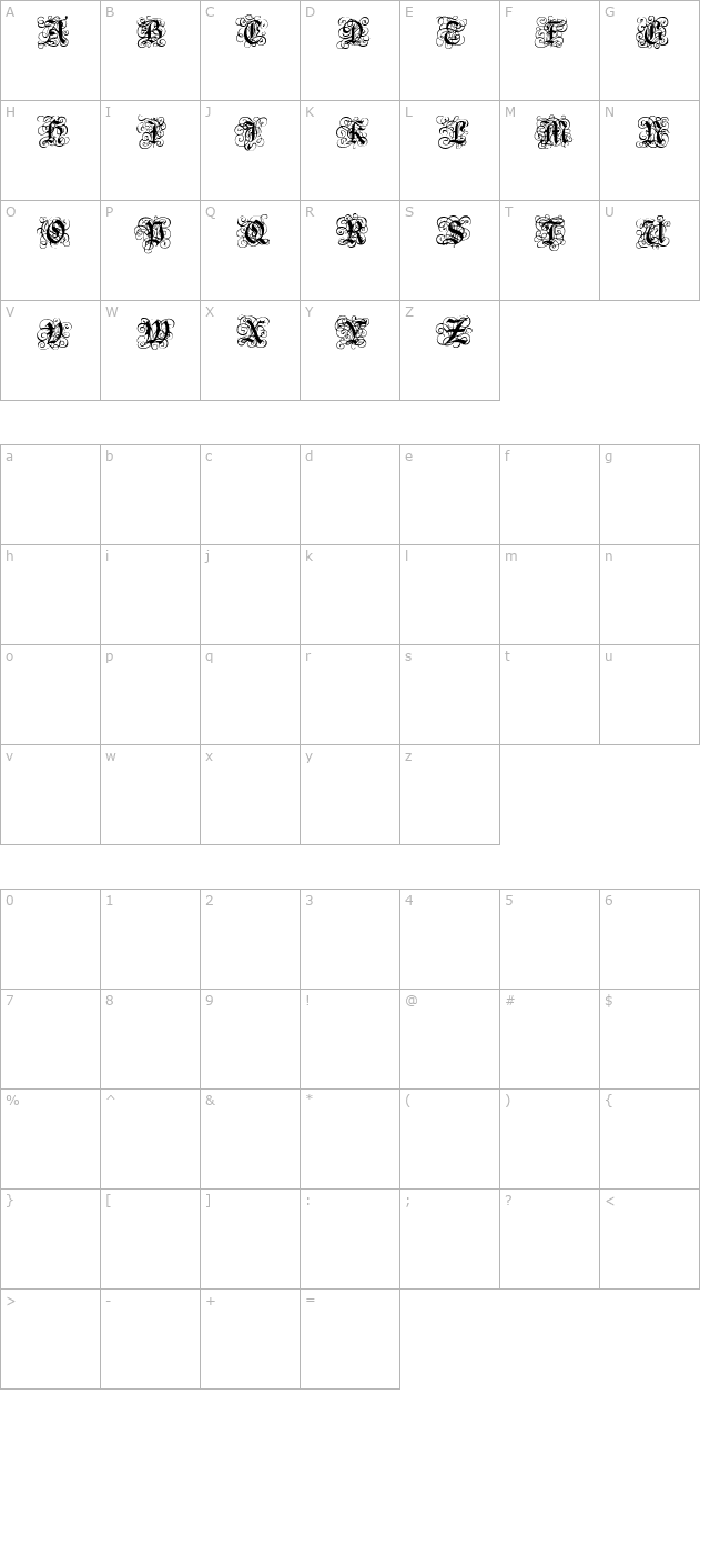 royal-gothic character map