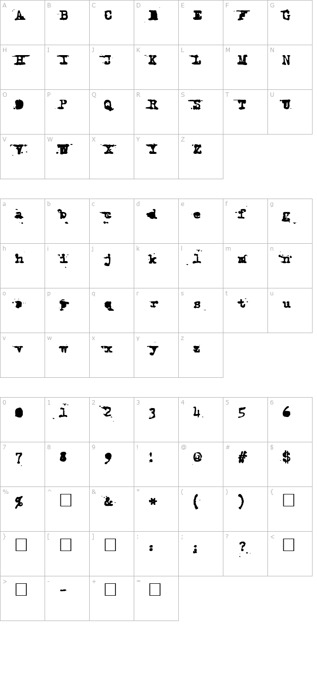 Royal Pain bold character map