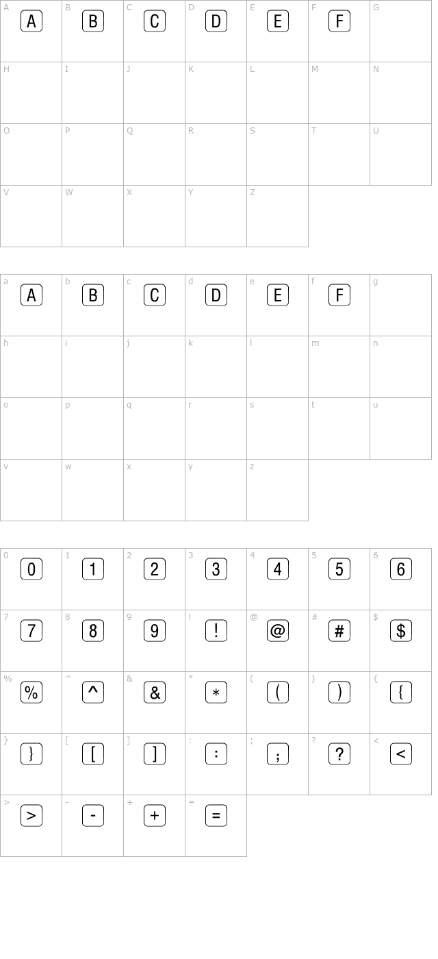 RRKeyLettersLimited-Normal character map