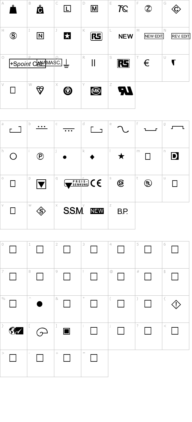 rsaus10 character map