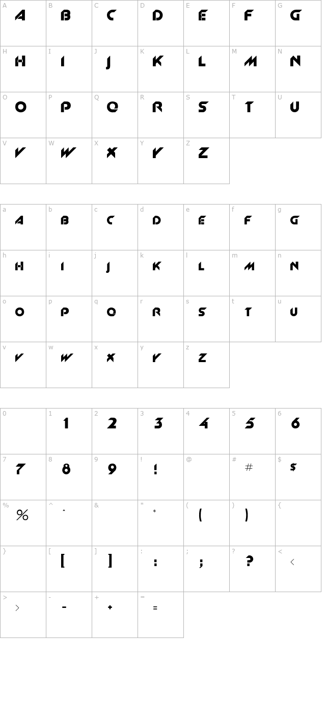 RSNewGarrett character map