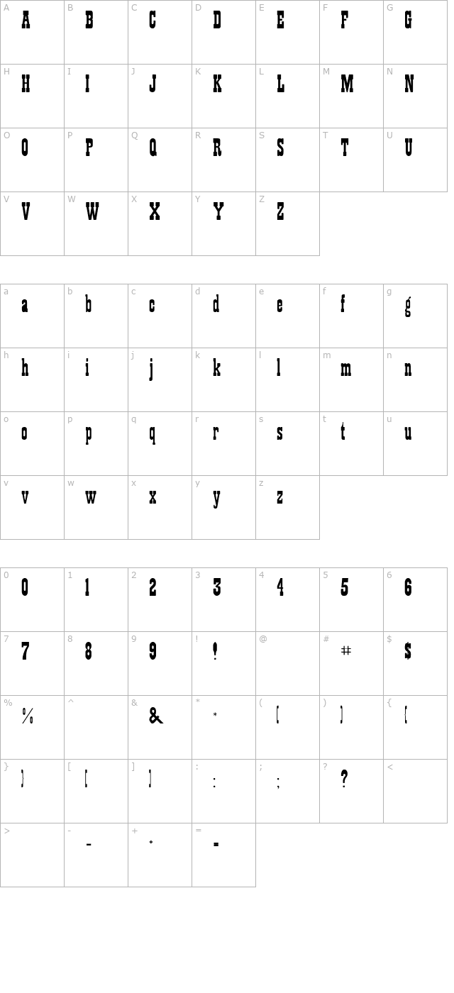 RSPlaybill character map