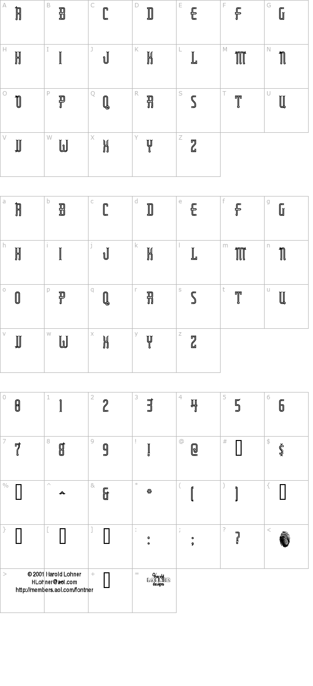 RubaiyatEngraved character map