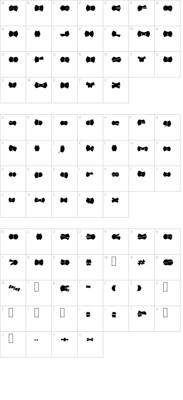 Rubber SF character map