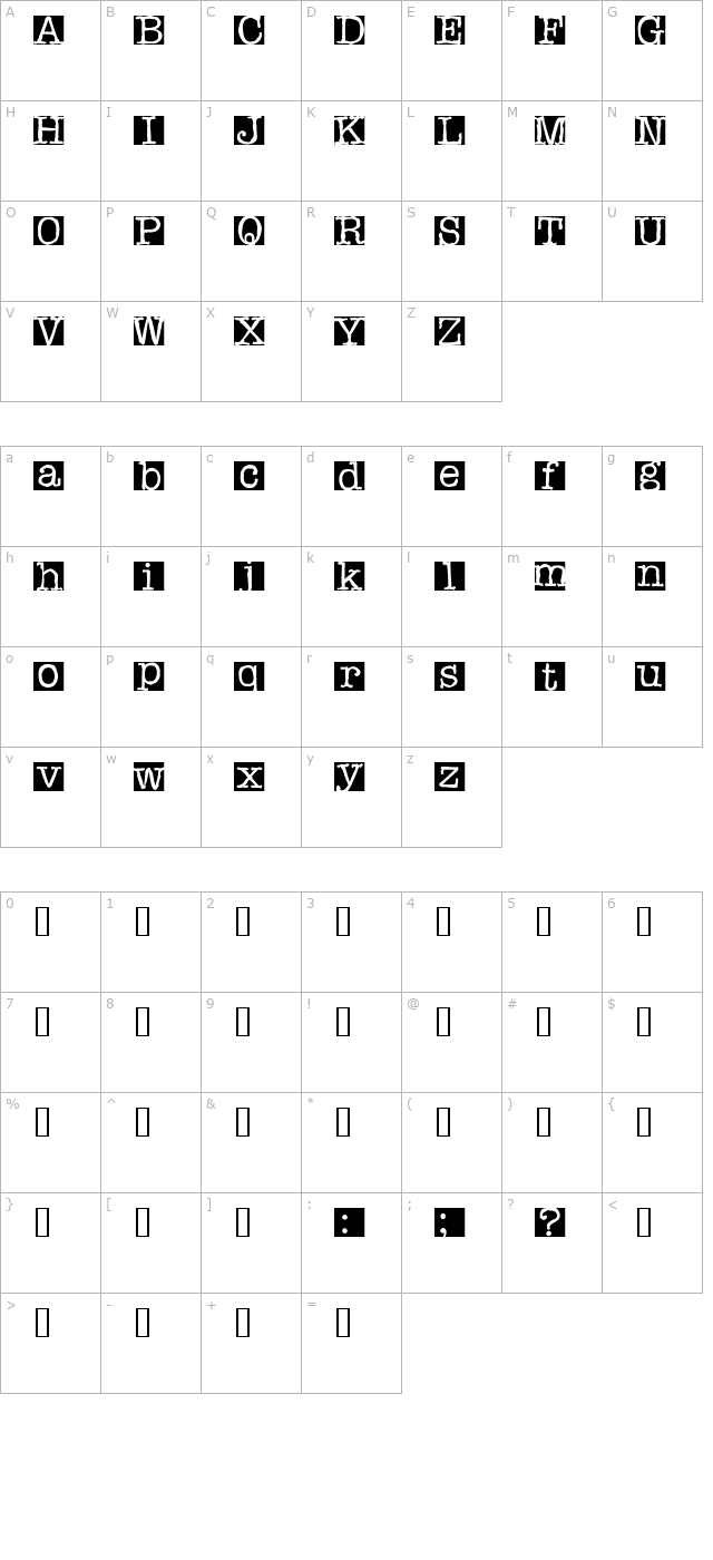 rubberstamp character map