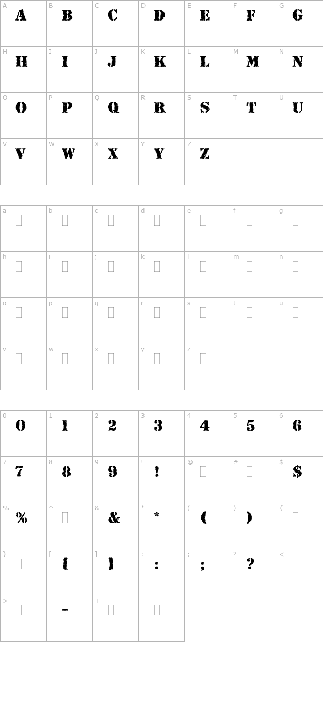 RubberStampPlain character map