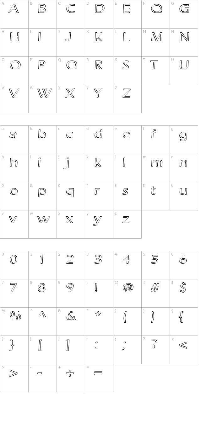 ruffian-outline character map