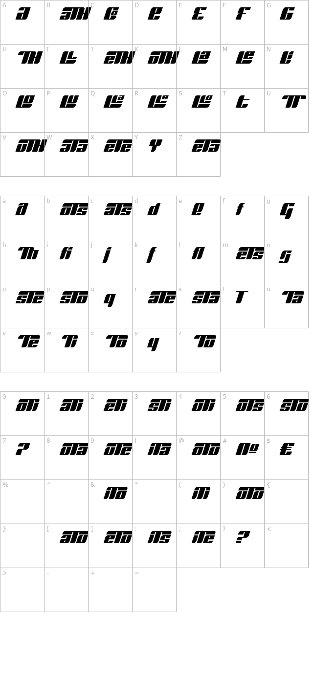 runway-alt character map