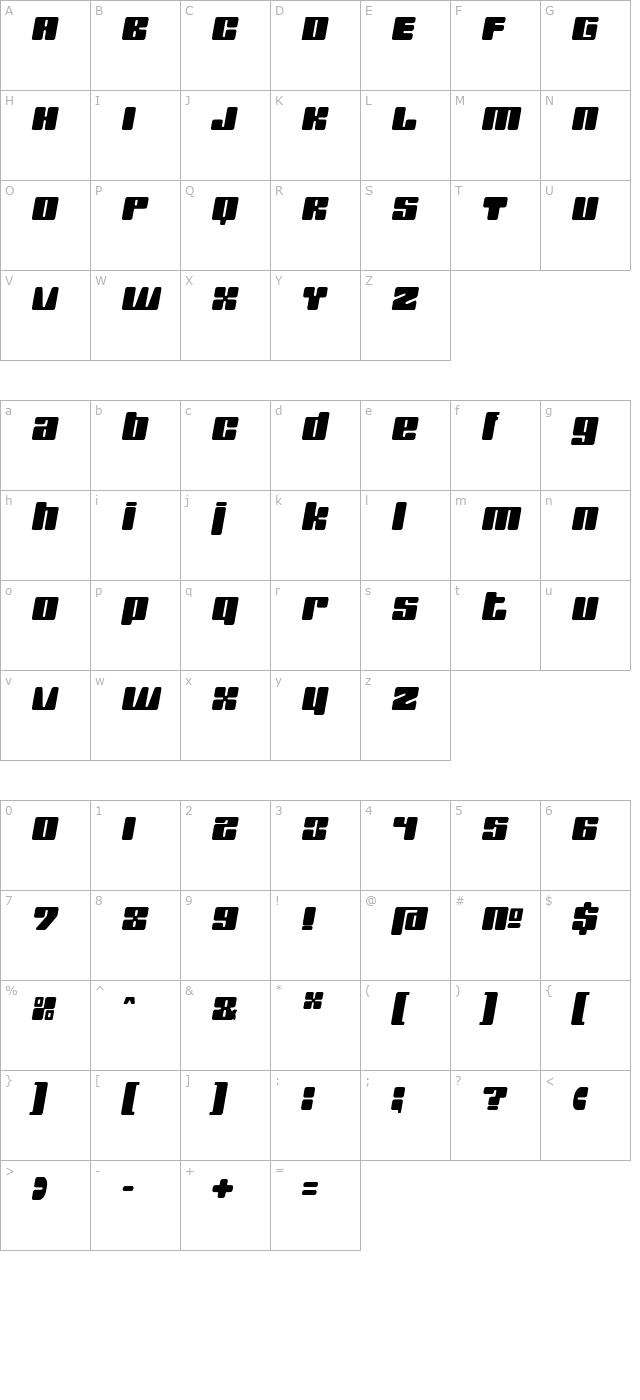 rush-two character map