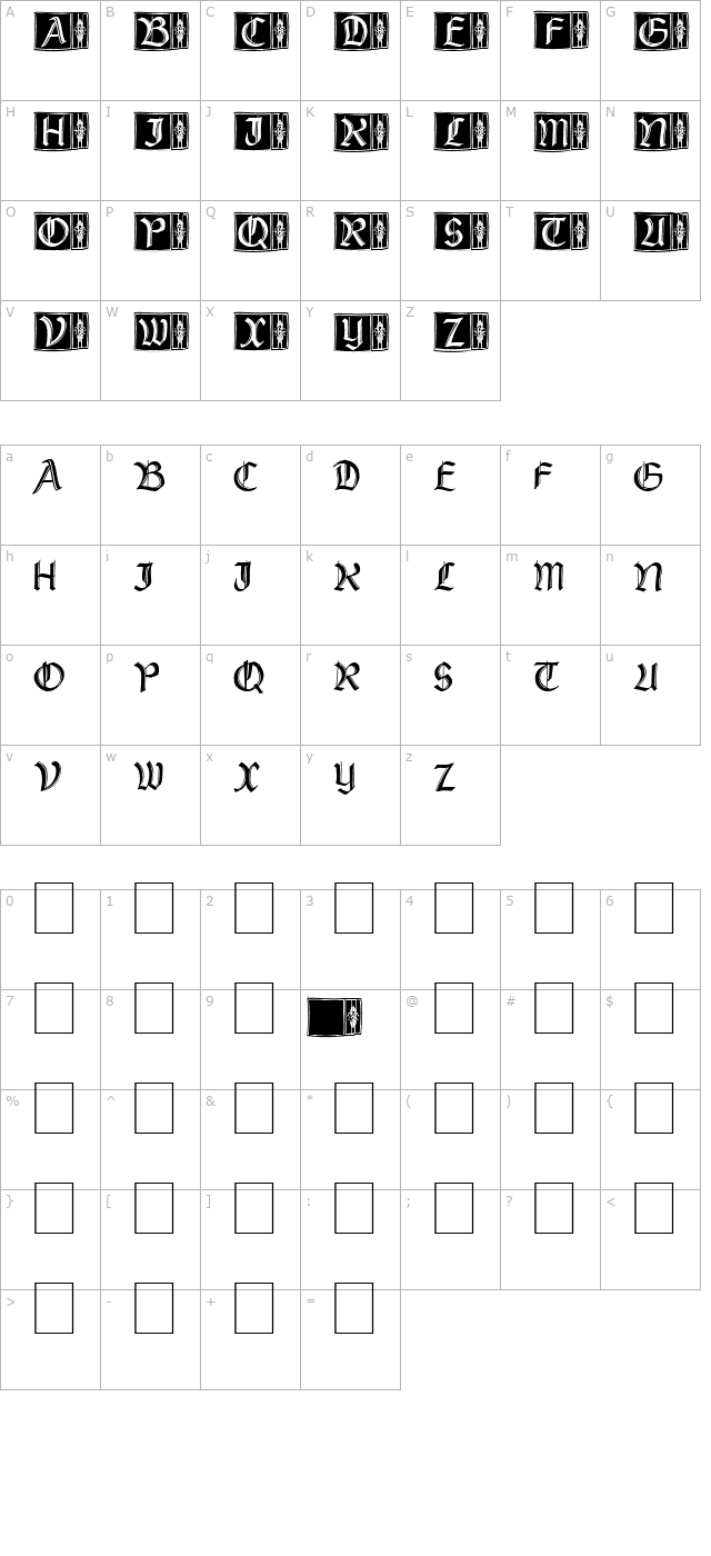 rustick-capitals character map
