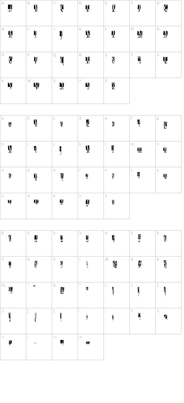 rusticretroheaders character map