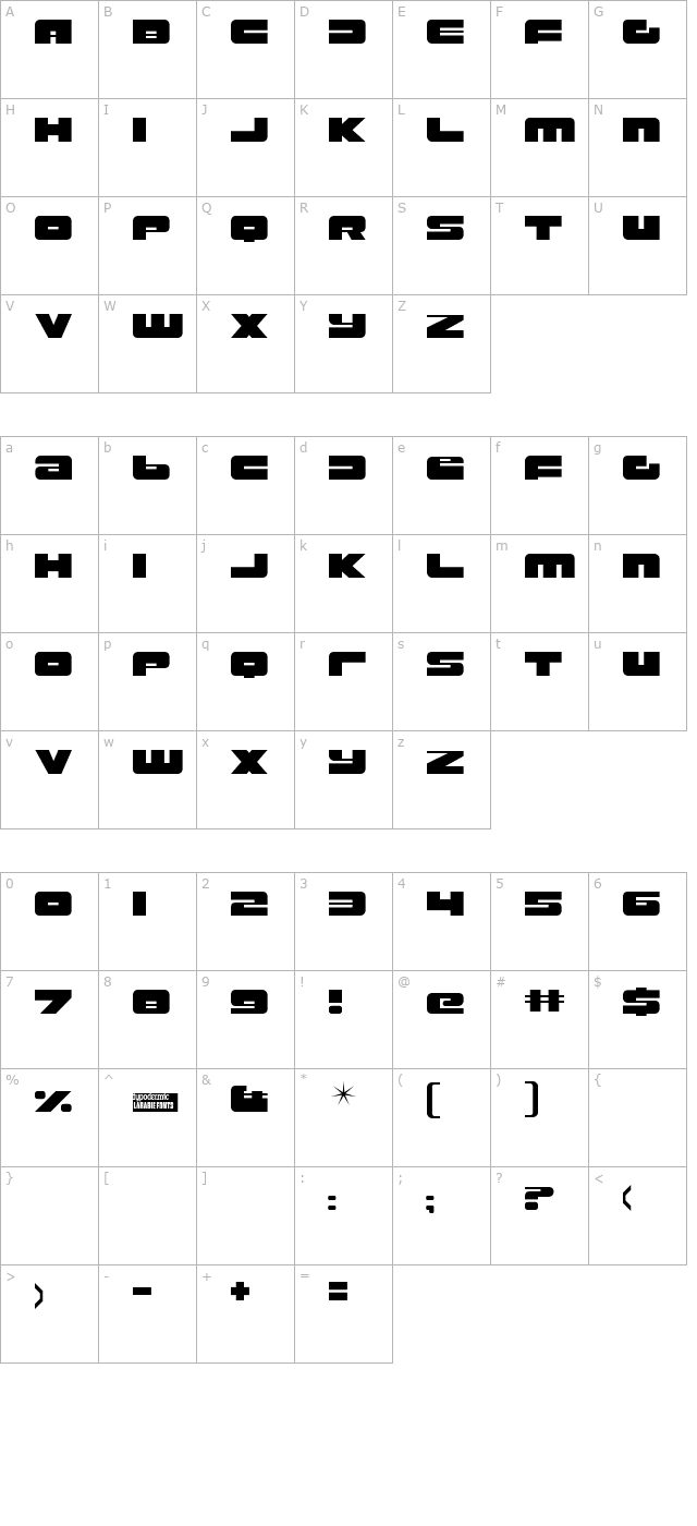 Rustproof Body character map