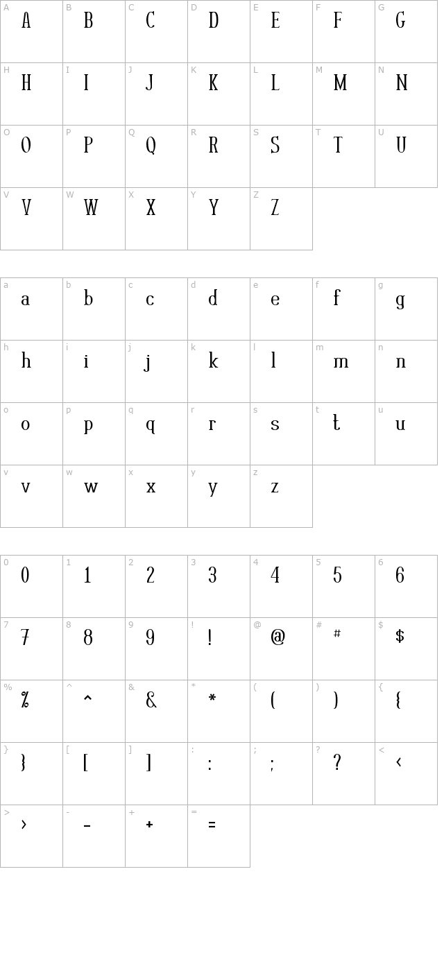 Rutaban character map