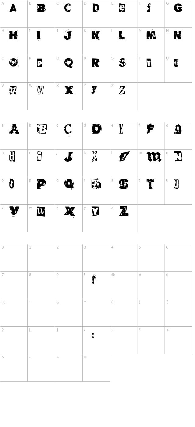 RvD Glued character map