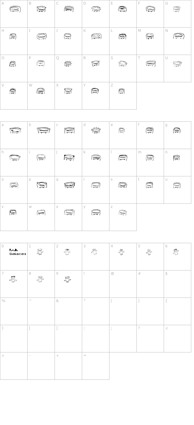 RvD Thumbsuckers character map