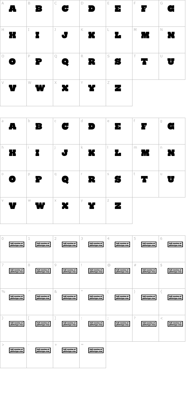 Ryno Slab character map