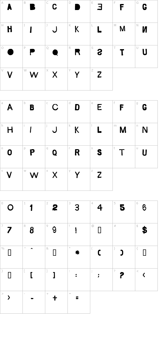 Saco de Pão character map