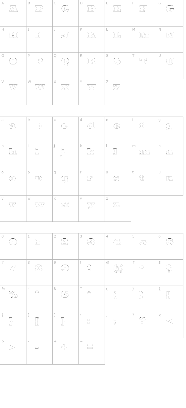 SaddlebagOutline character map