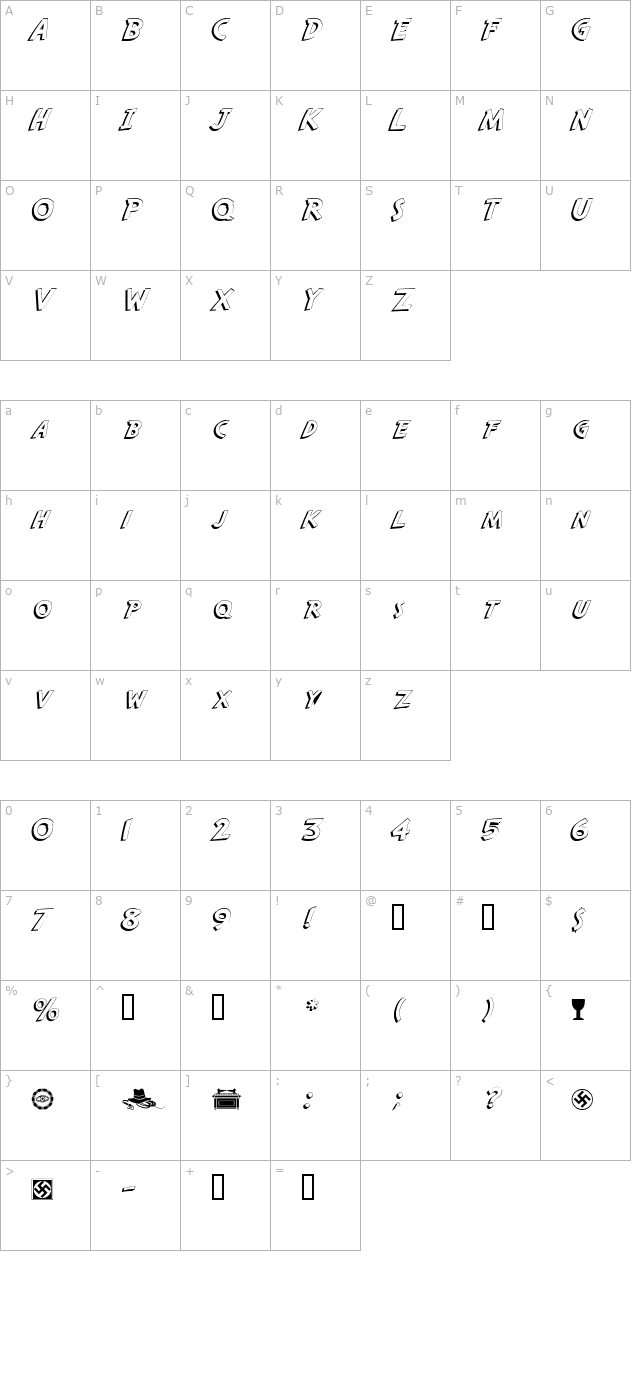 safarishadow character map