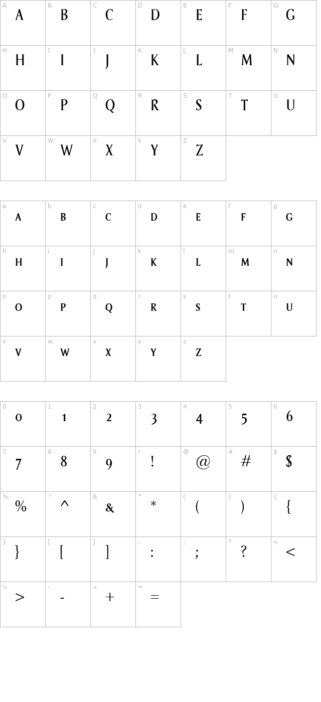 saga-smallcaps character map