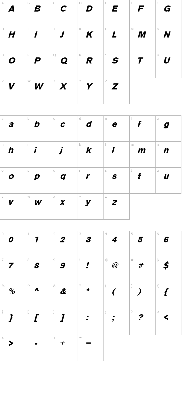 sage-bold-oblique character map