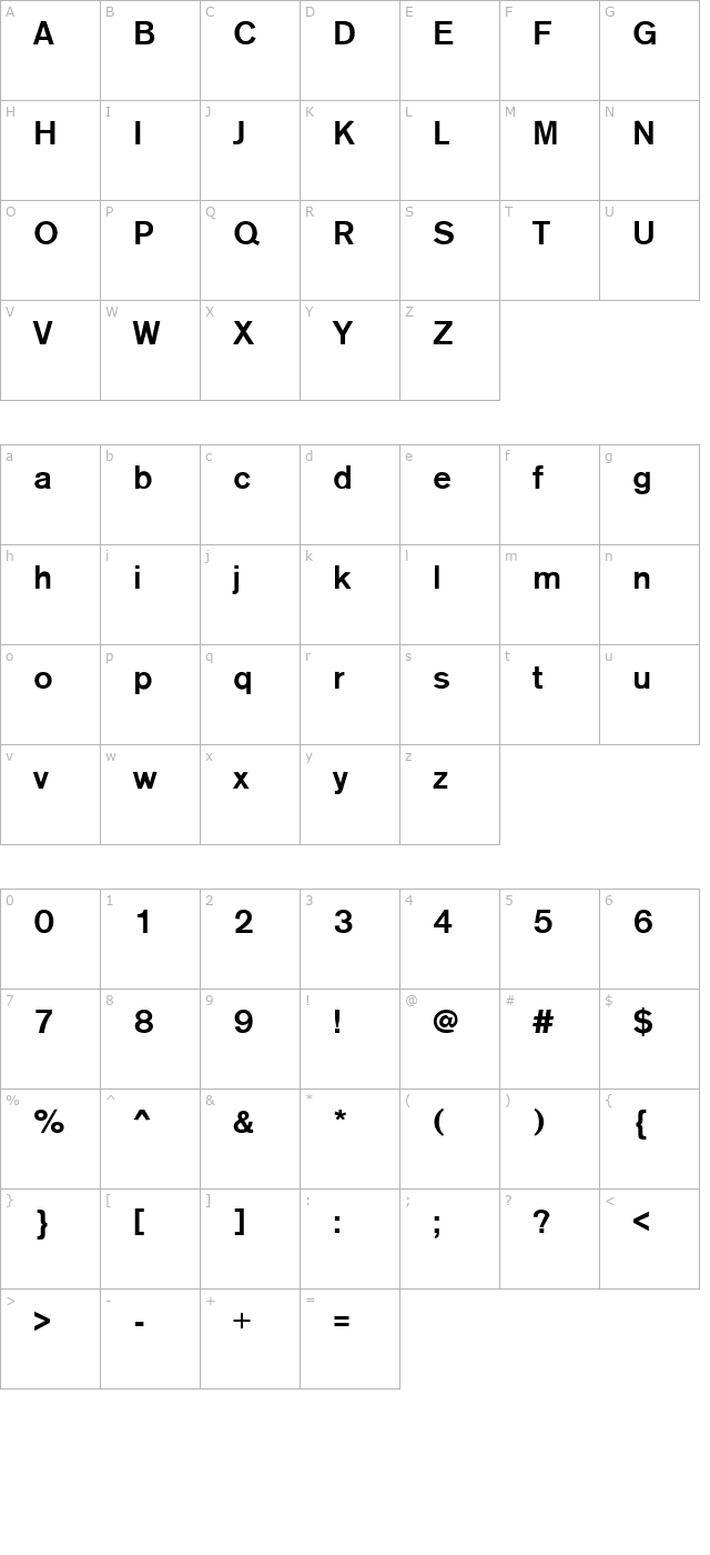 sage-medium character map