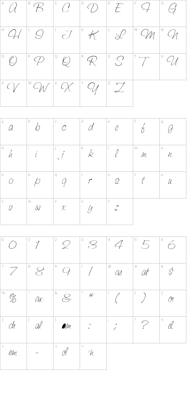 saginaw-light character map