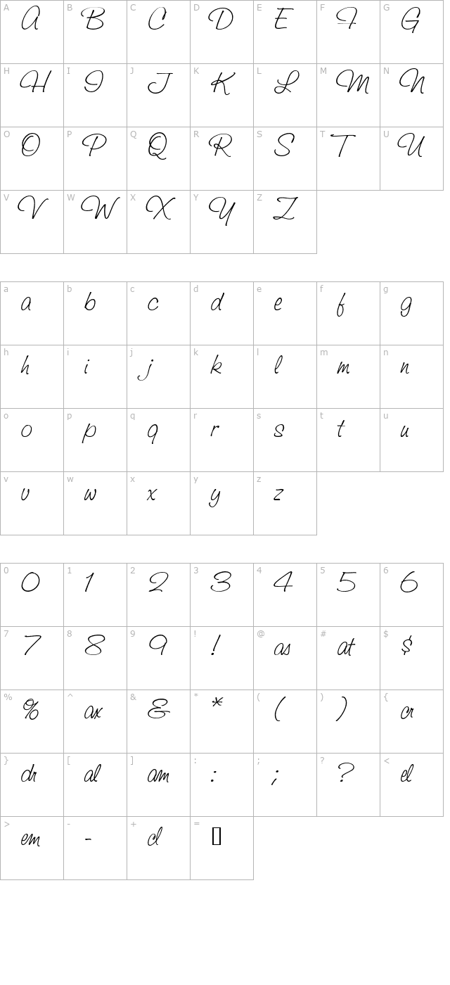 saginaw-medium character map