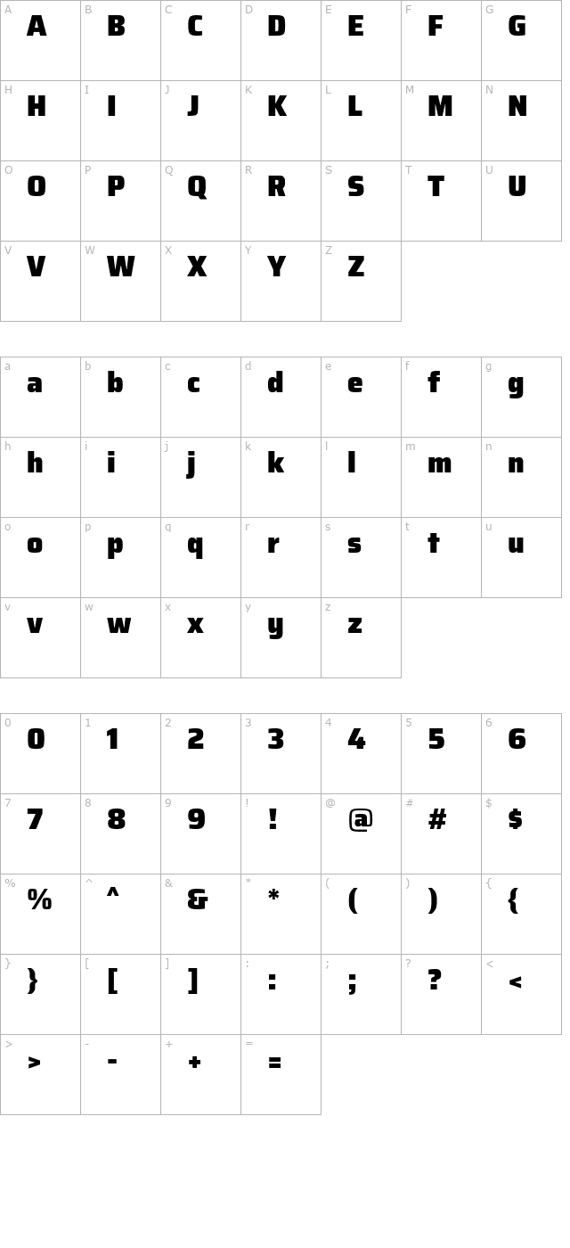 saira-black character map