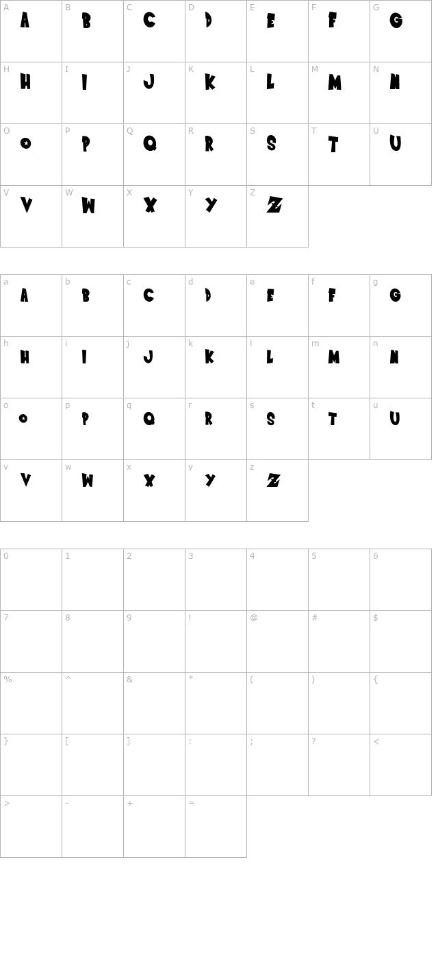 Saiyan Sans - Left ObliqueRegular character map