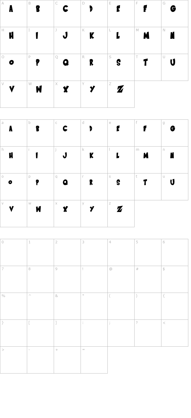 Saiyan Sans - Right ObliqueRegular character map