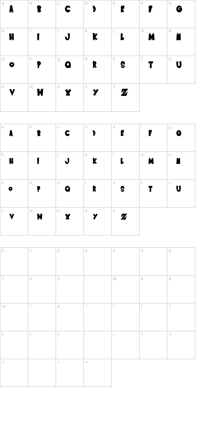 Saiyan SansRegular character map