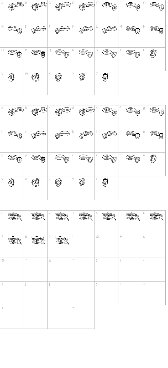 Sales Help JL character map