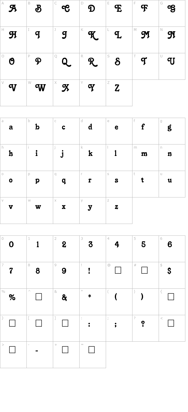 Salina Regular character map