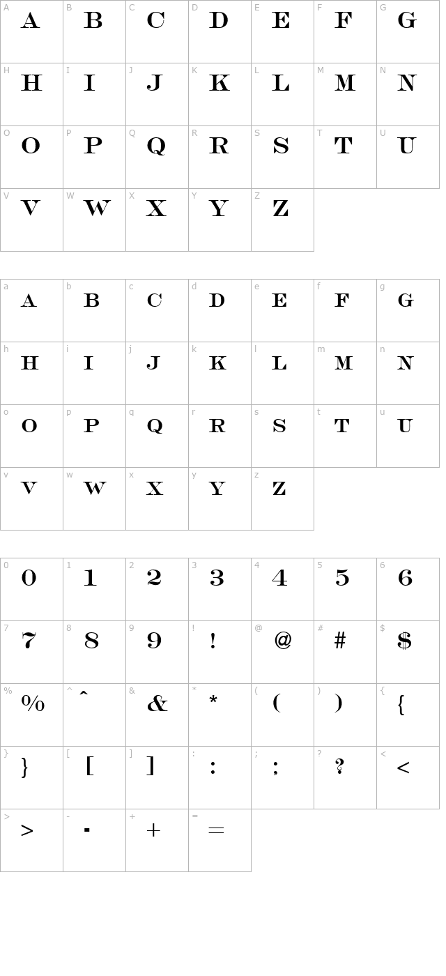 SalingerSmc-Regular character map