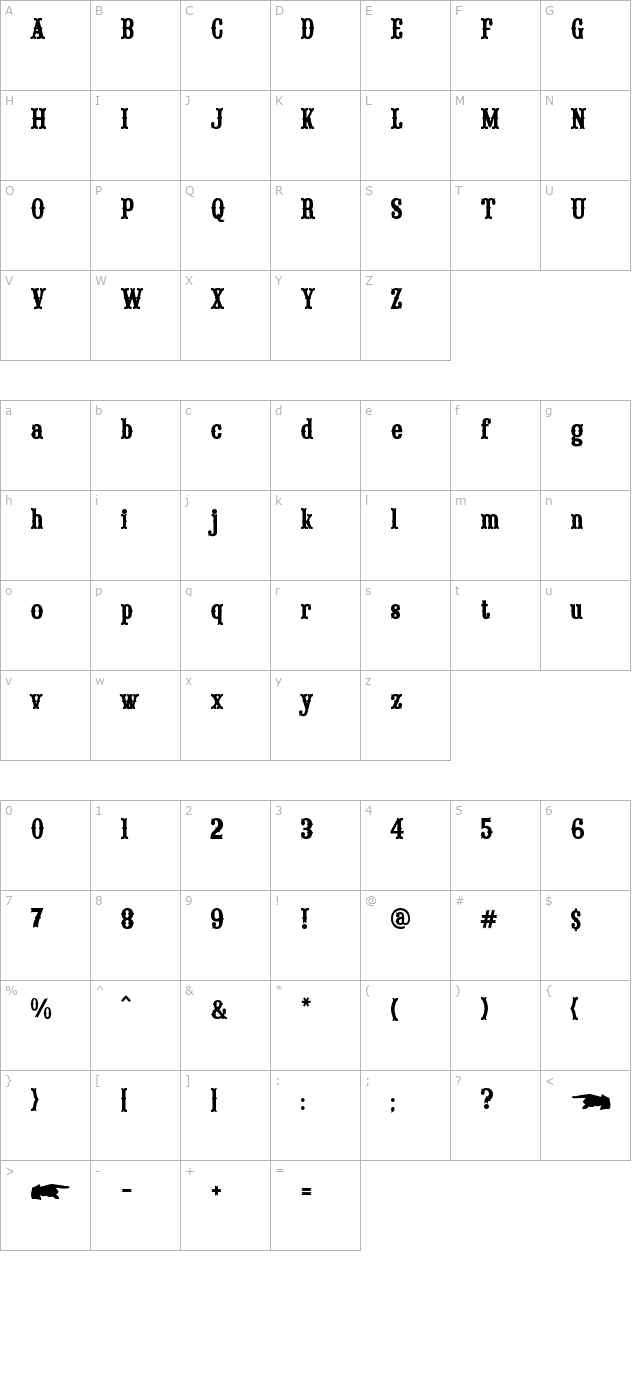 Saloon Girl Fill character map