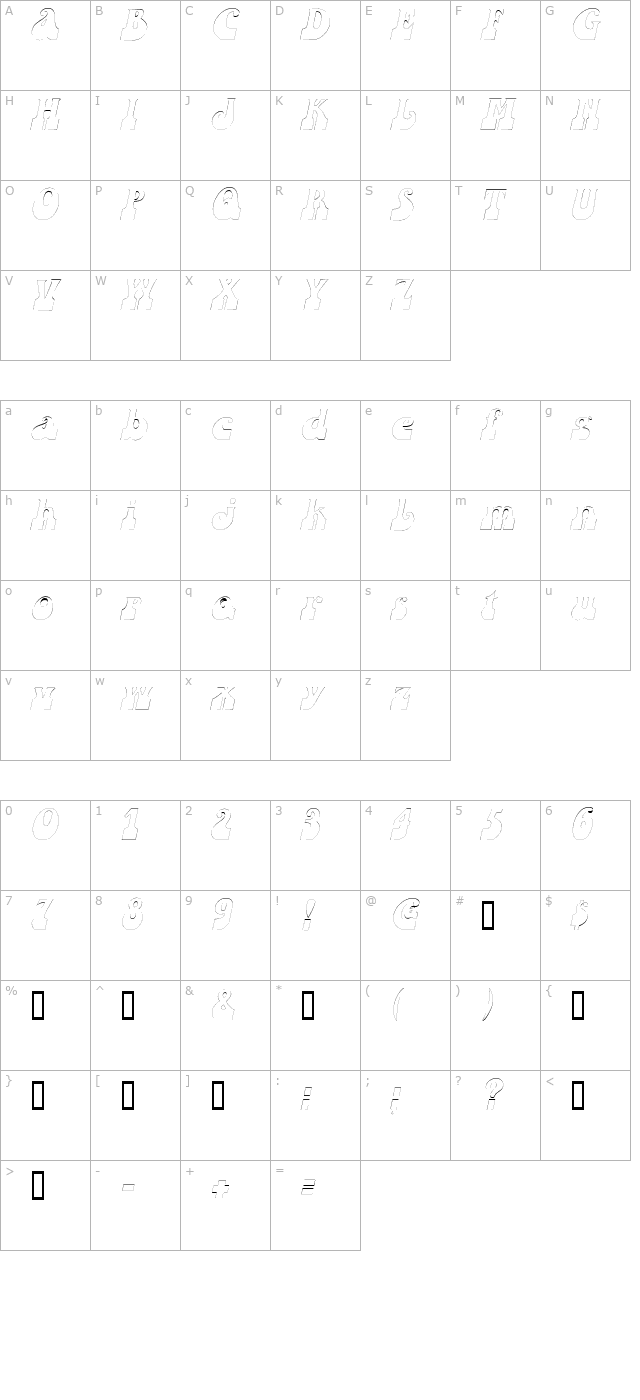 sandcastlesoutline-oblique character map