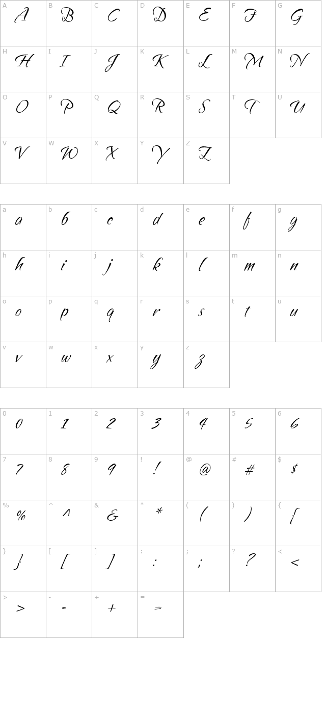 SandyTextHmkBold character map