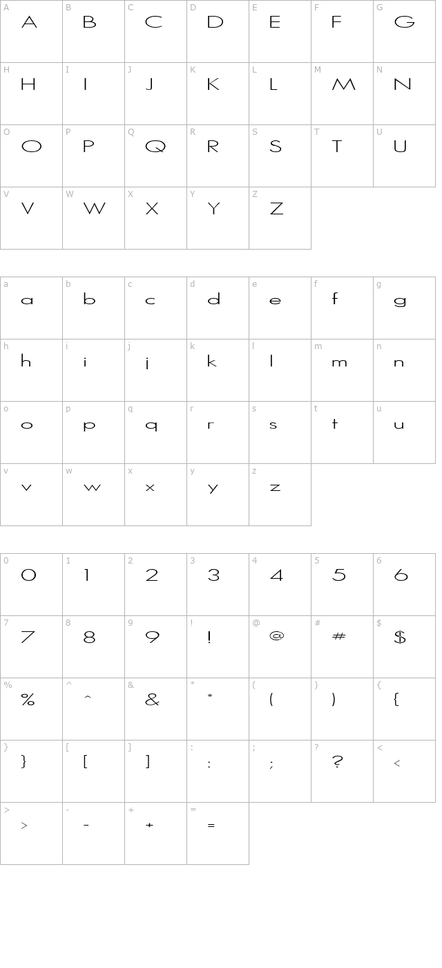 sanlite character map