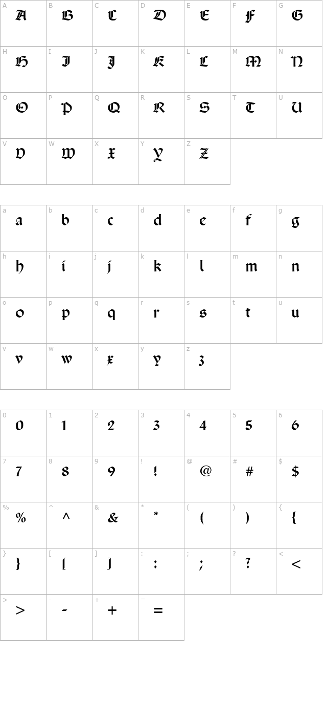 SanMarco character map