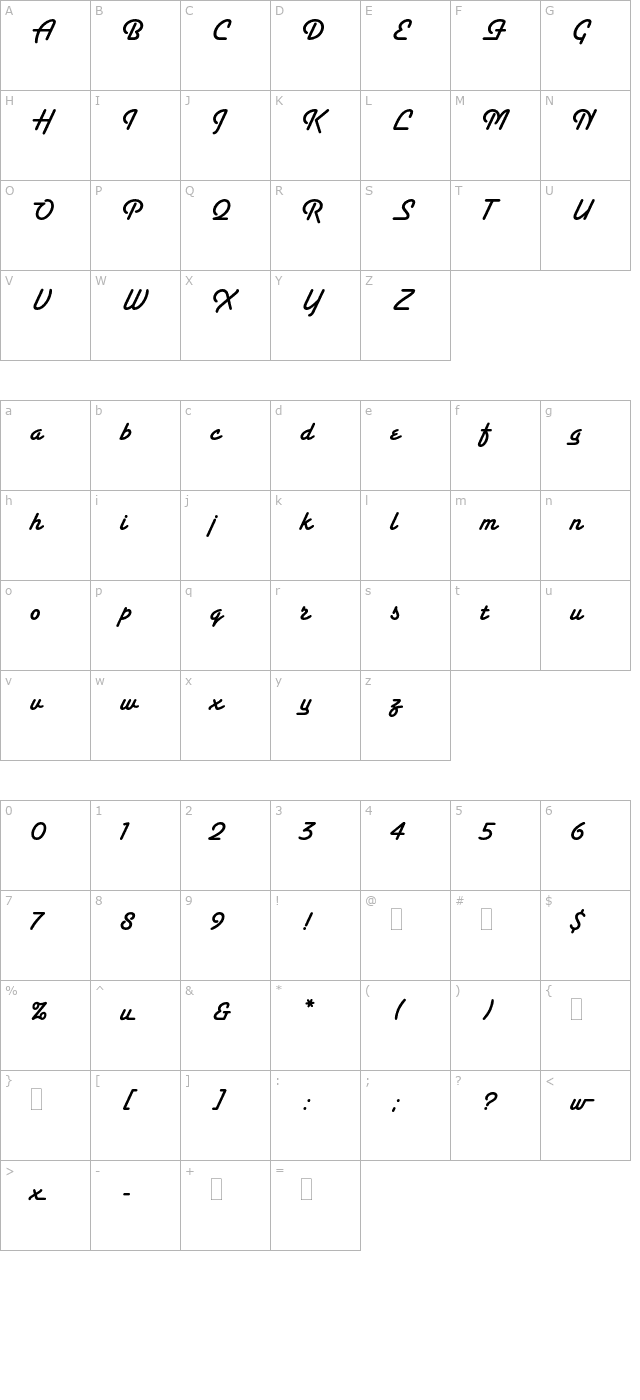 SantaFePlain character map