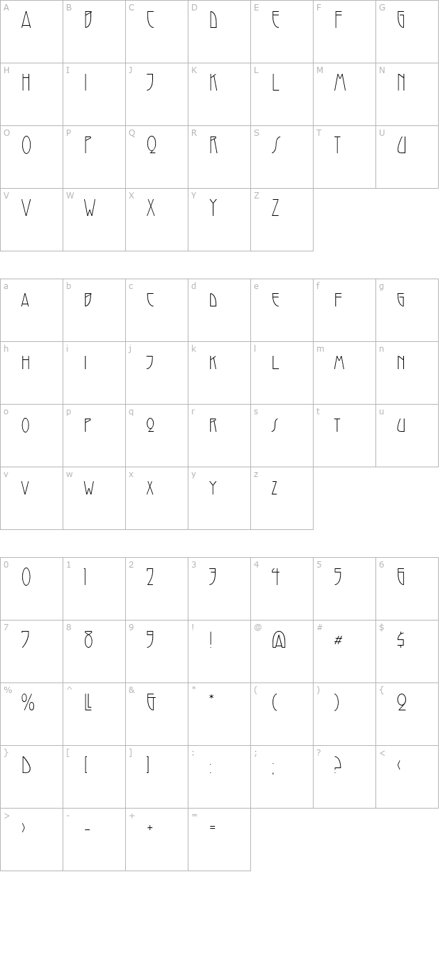 santini-light character map