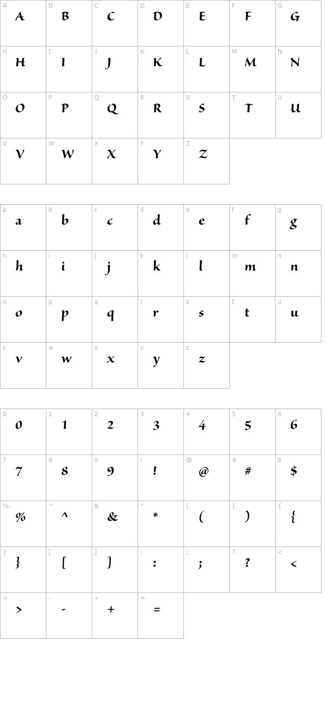 SanvitoPro-BoldDisp character map