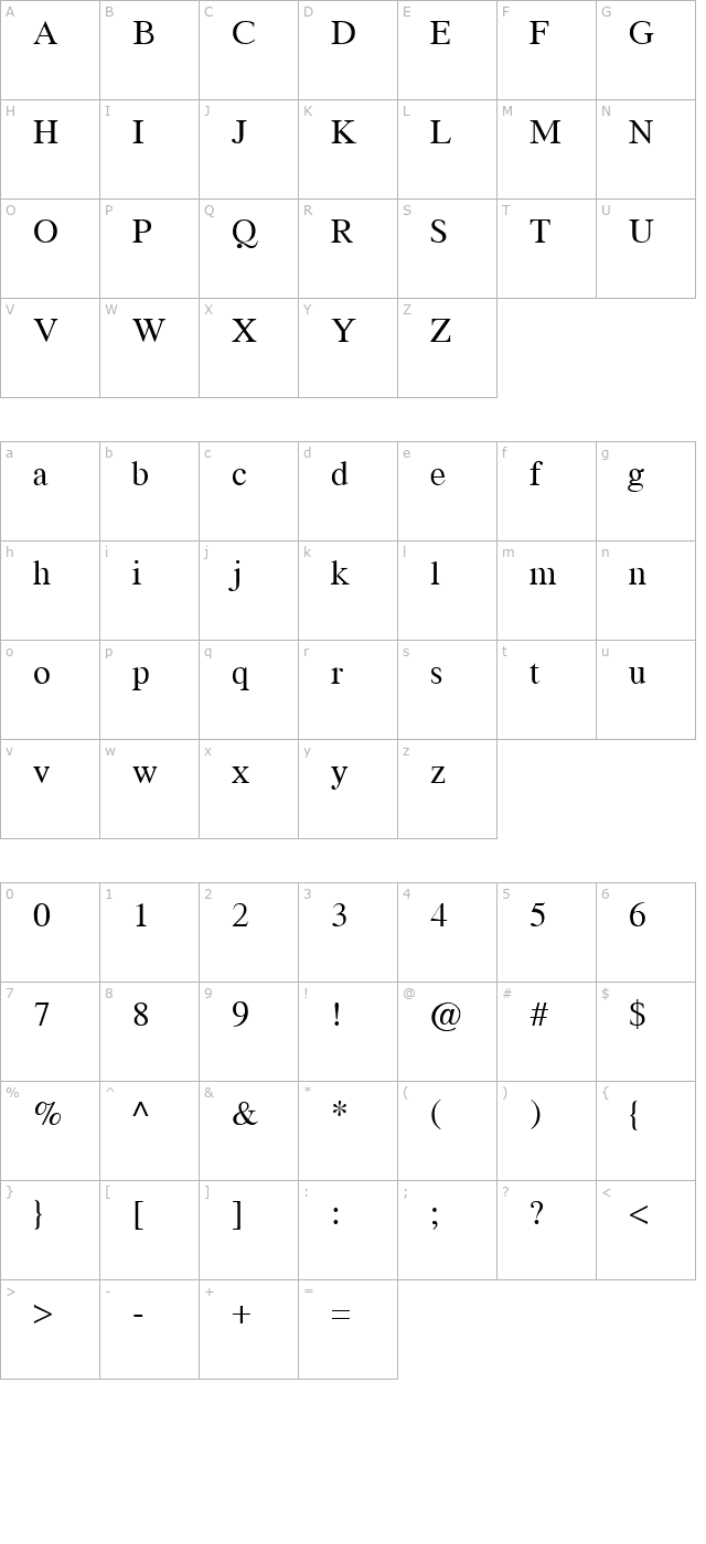 Saratoga character map