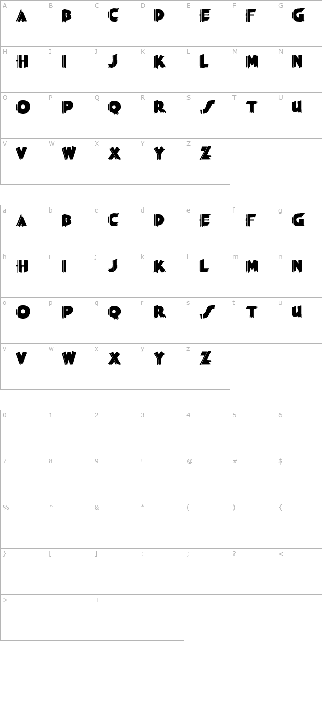 SashDisplayCaps Bold character map