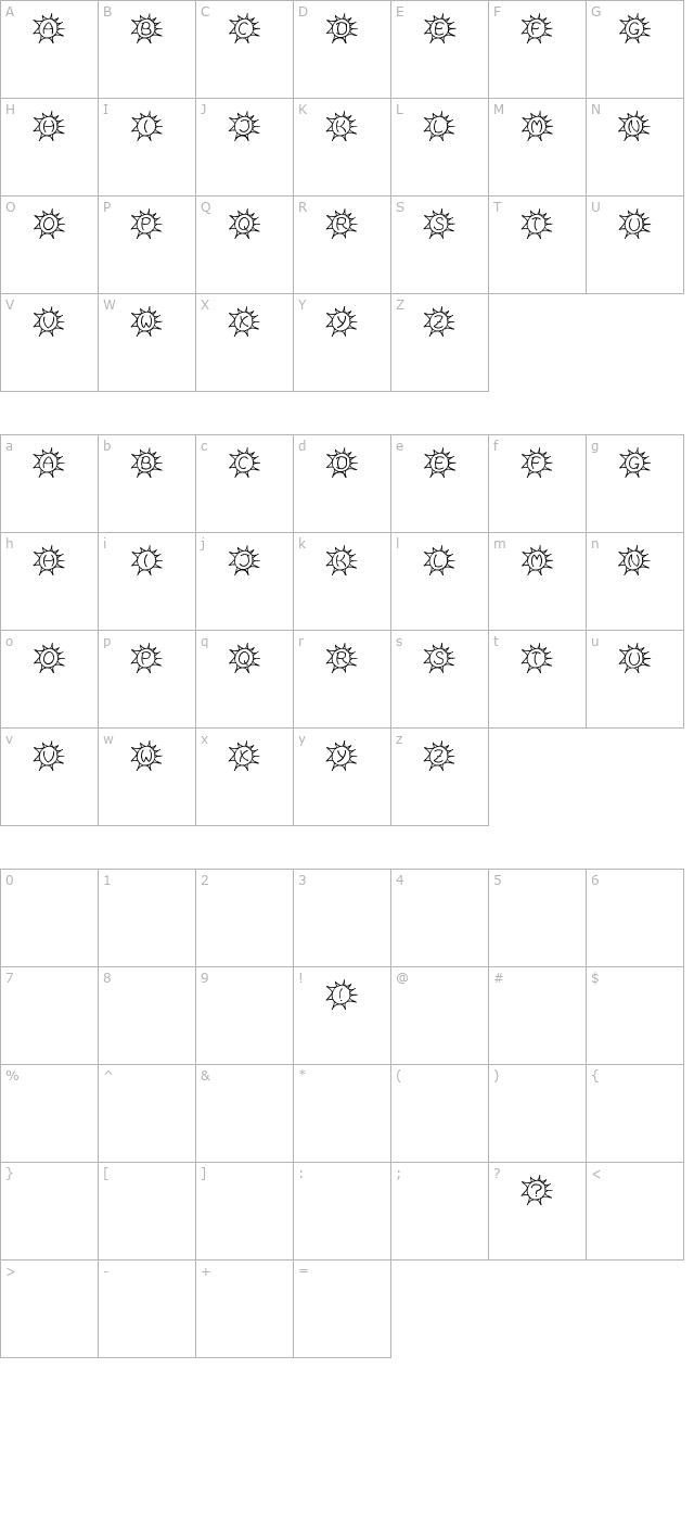 Sassys Sonne character map