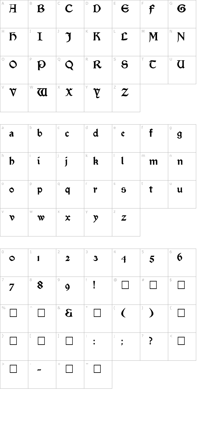 Satanick Regular character map