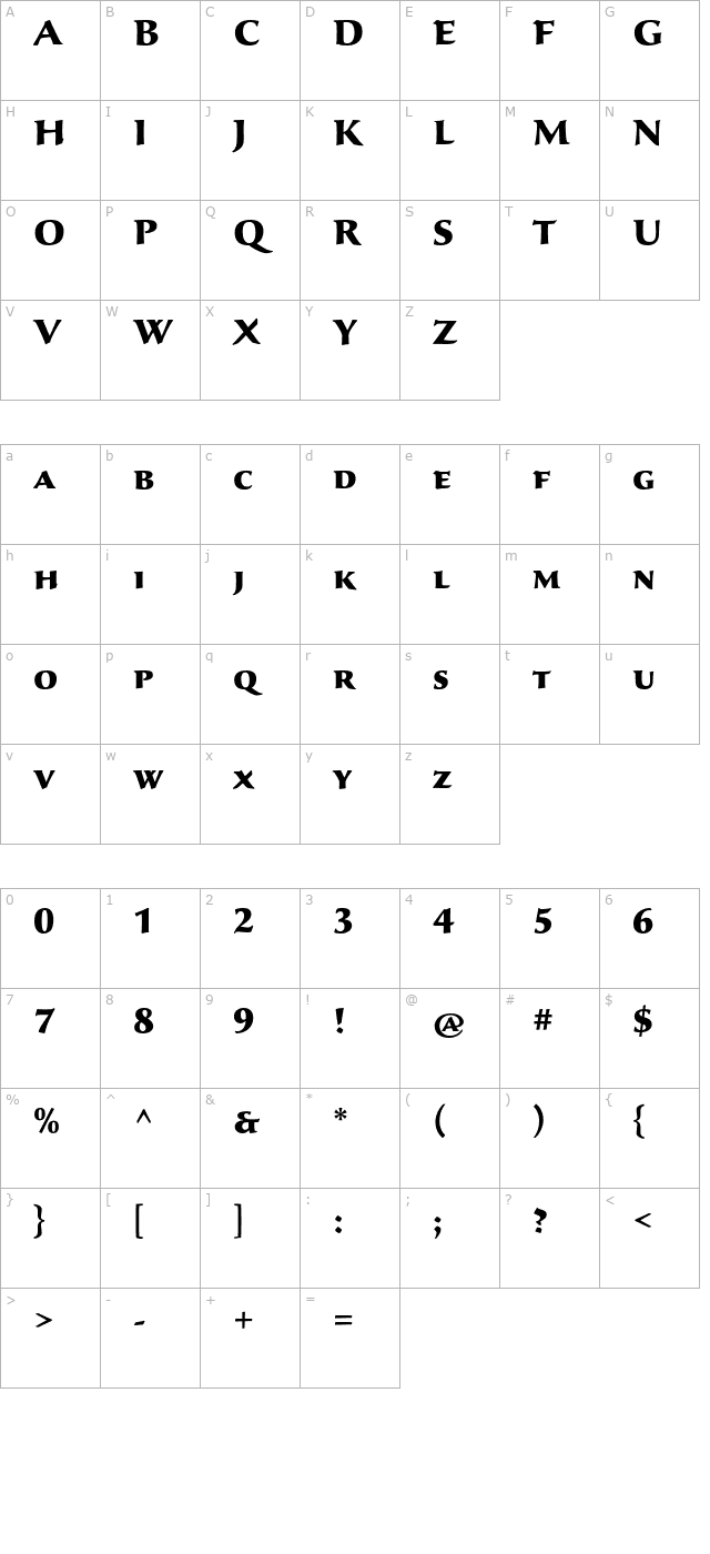 SavaPro-Black character map